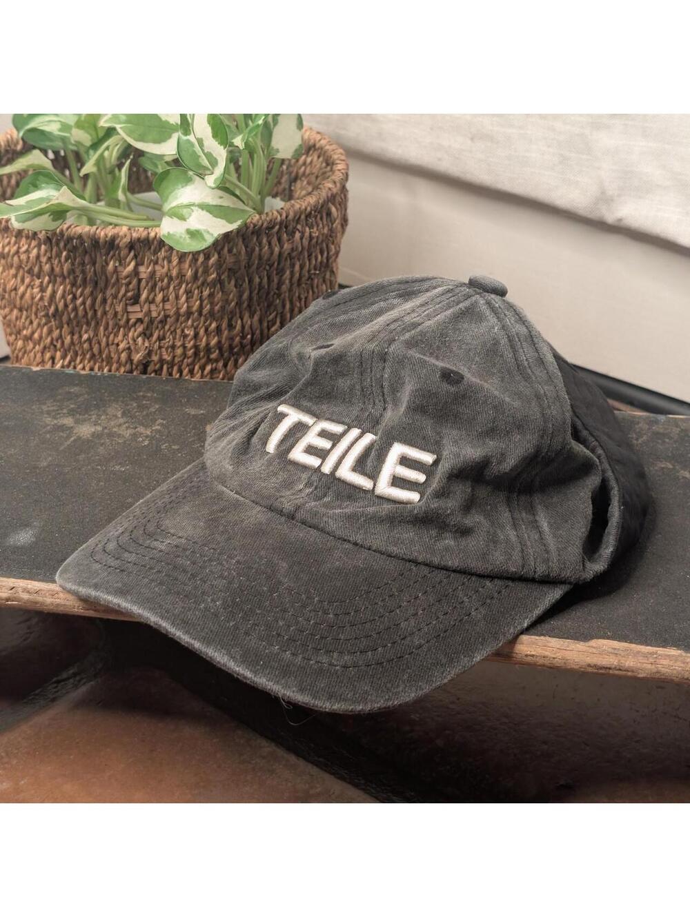 🧢 VINTAGE WASH "TEILE" EMBROIDERED DAD HAT - WASHED BLACK 🧢